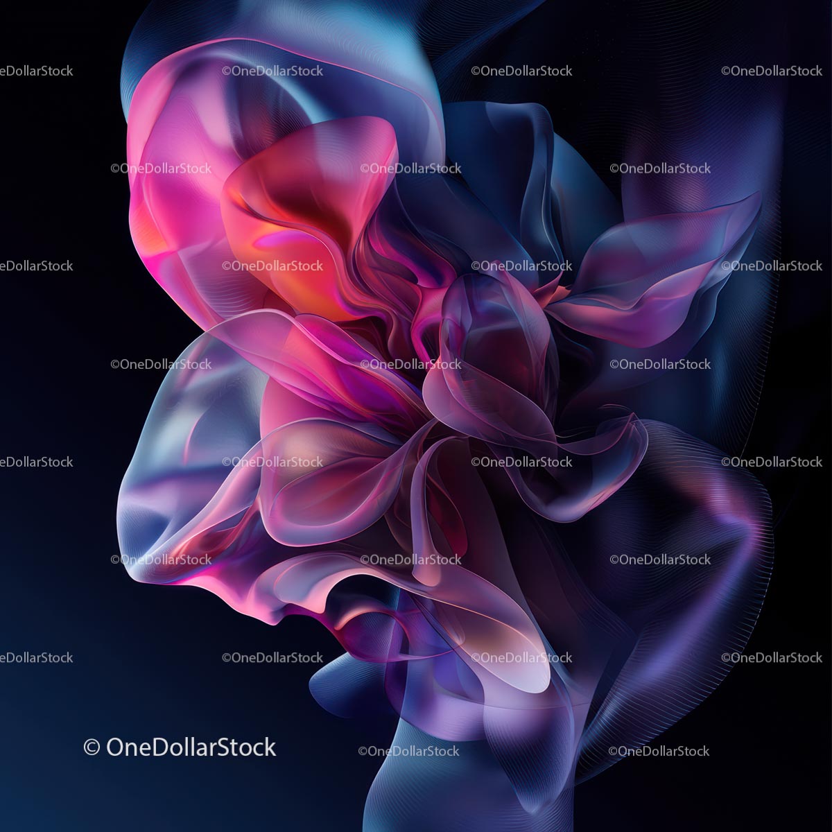 Abstract Fluid Shapes in Vibrant Blue and Pink Hues