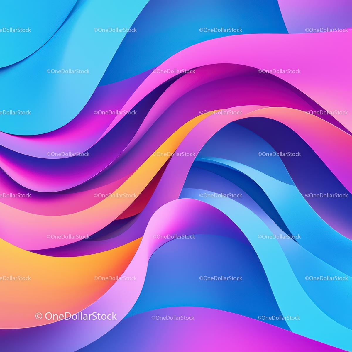 Abstract Waves in Vibrant Colors and Dynamic Shapes