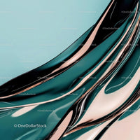 Teal and Metallic Flowing Abstract Design