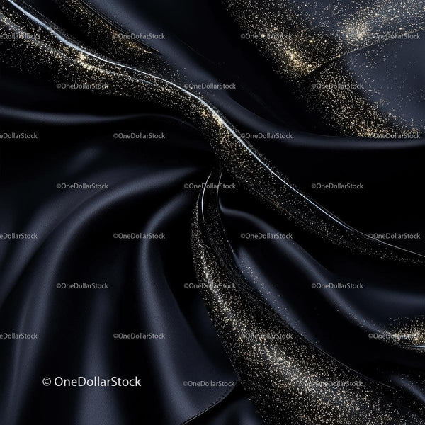 Elegant Black Silk with Golden Glitter Details