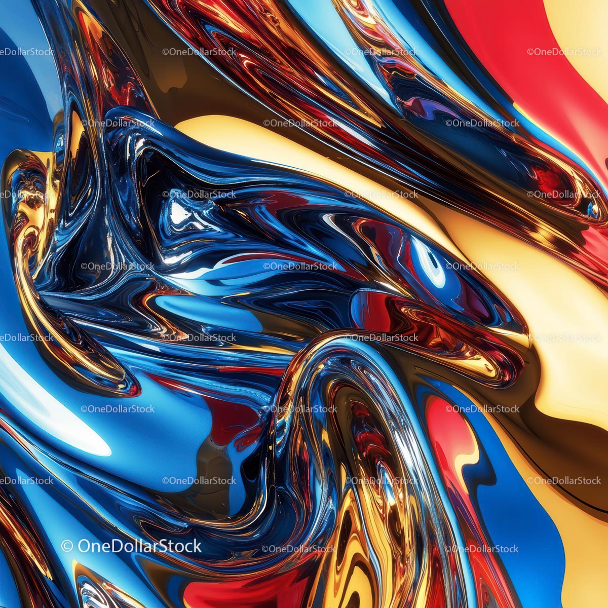 Vibrant Fluid Metallic Abstract Art in Dynamic Colors