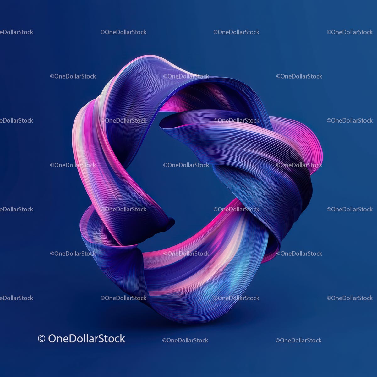 Colorful Abstract Fluid Ribbon on Blue Background