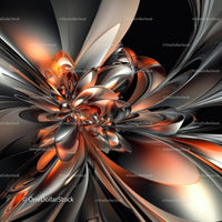 Futuristic Metallic Abstract with Orange Glow