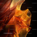 Abstract Orange Fabric with Flowing Curves and Light Play