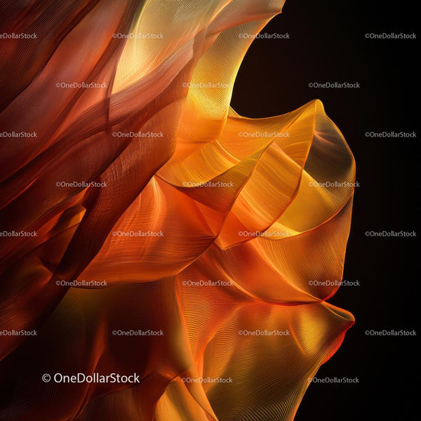 Abstract Orange Fabric with Flowing Curves and Light Play