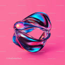 Futuristic Glass Sculpture on Pink Background