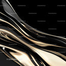 Black and Gold Fluid Abstract Art with Glossy Waves