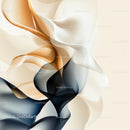 Elegant Abstract Art with Flowing Beige and Black Curves