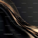 Luxe Black and Gold Abstract Wave with Sparkle