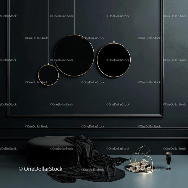Minimalist Luxury Interior with Black and Gold Accents
