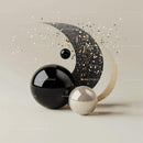 Abstract Black and Gold Spheres with Glitter Effect