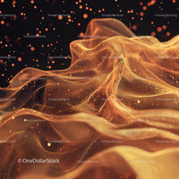 Golden Abstract Waves with Glowing Particles