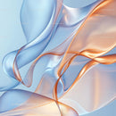 Elegant Abstract Composition with Flowing Blue and Orange Ribbons
