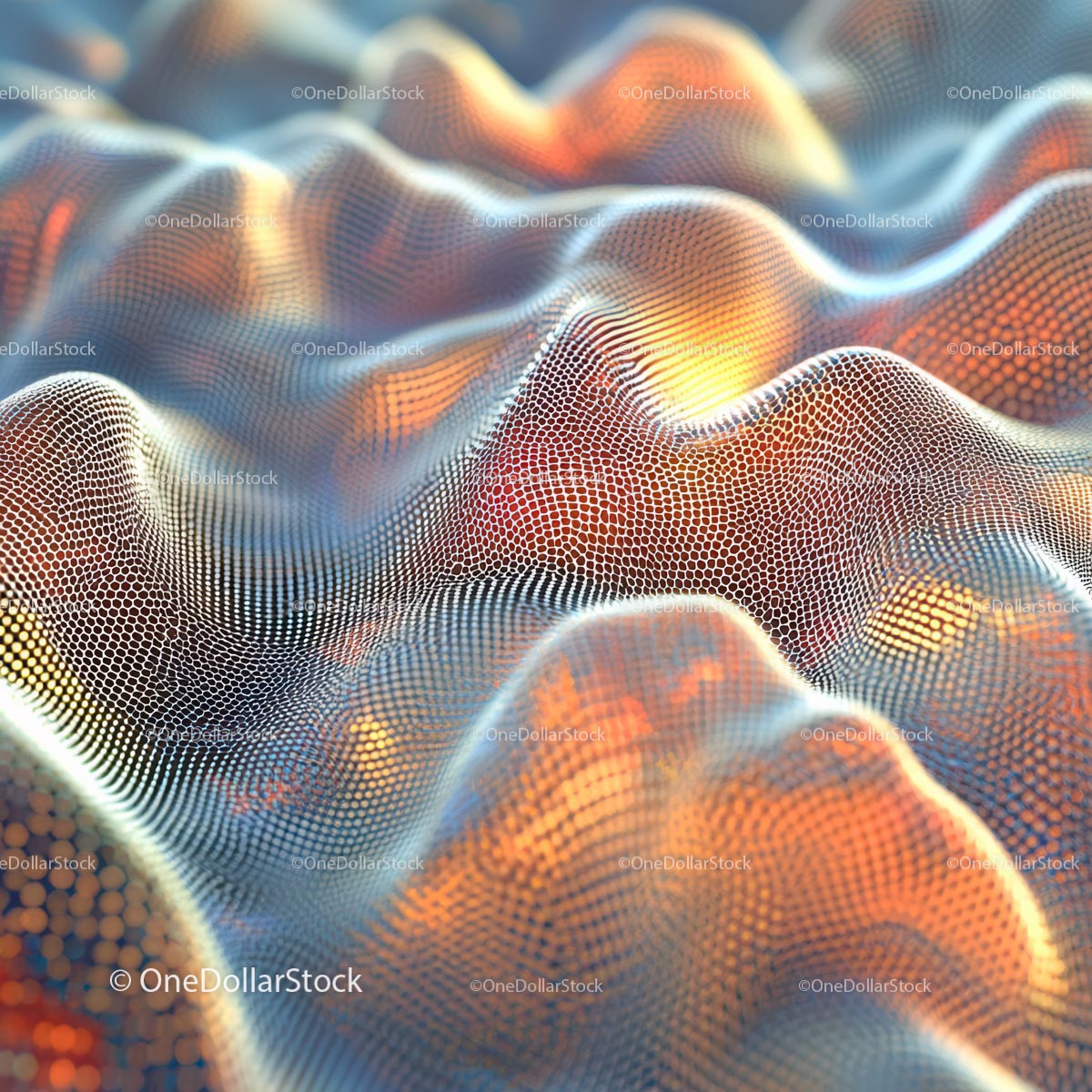 Abstract Mesh Waves with Vibrant Orange Highlights
