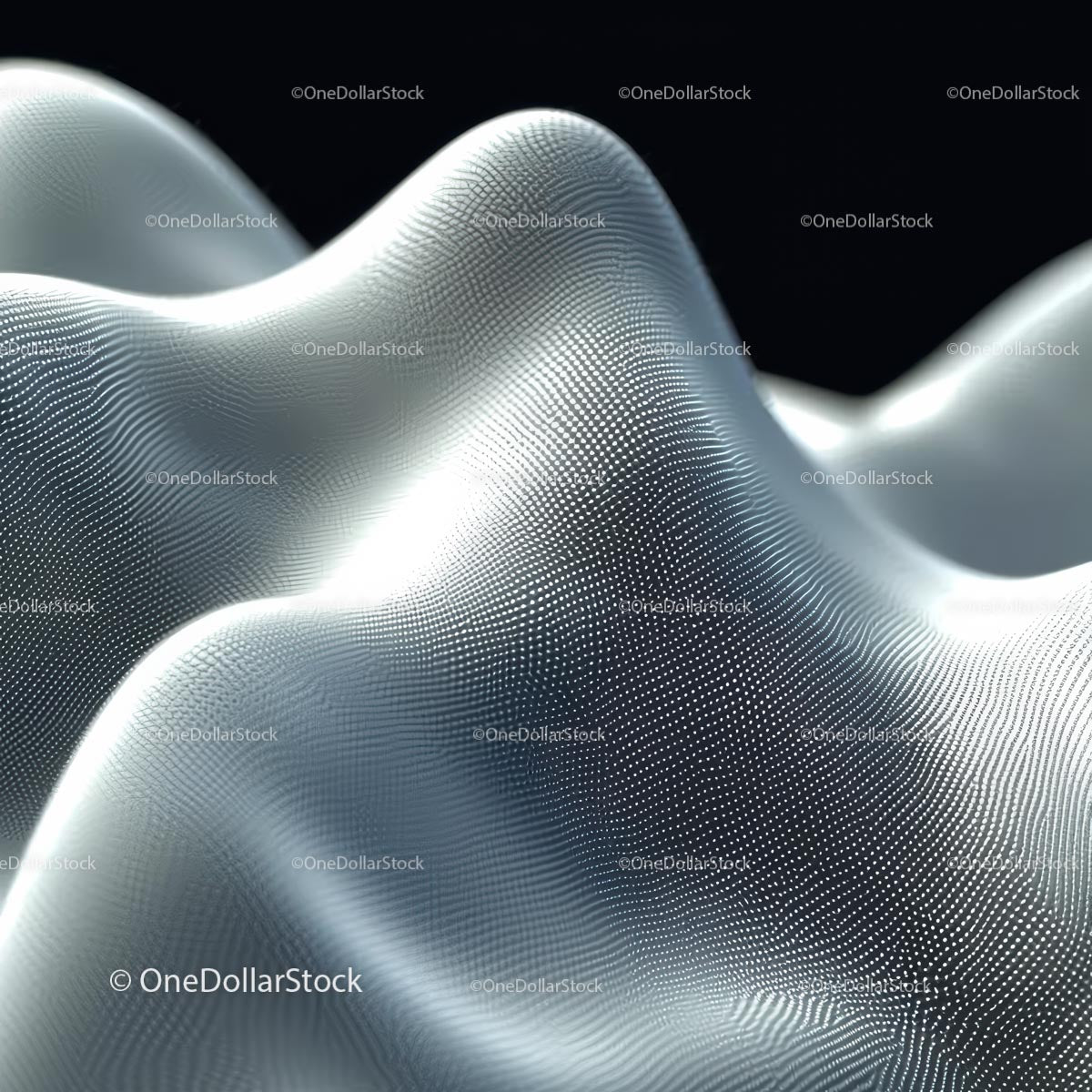 Futuristic Silver Mesh Waves in Abstract Form