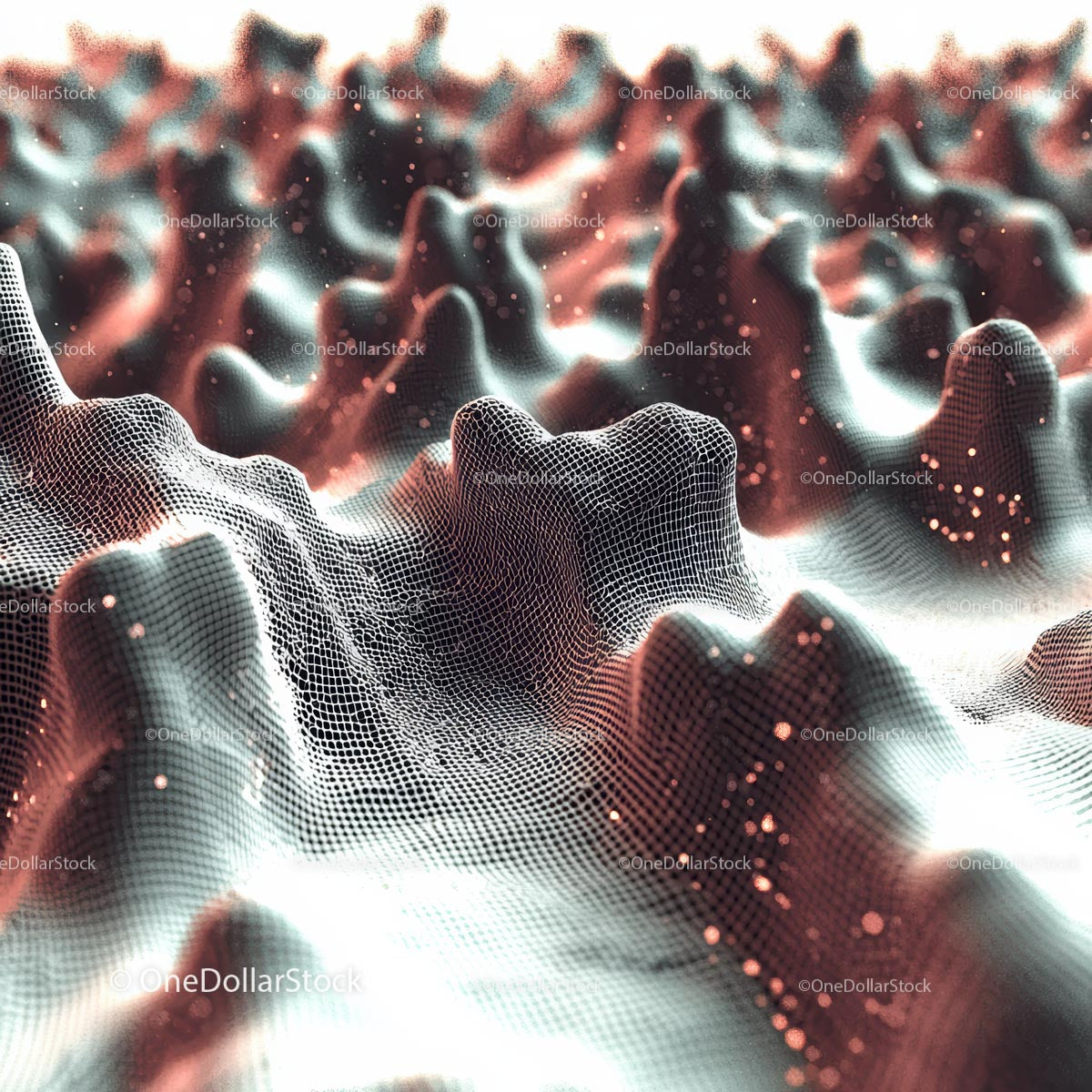 Abstract 3D Mesh Landscape with Digital Terrain