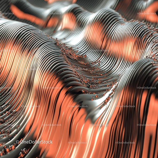 Futuristic Metallic Waves with Orange Reflections