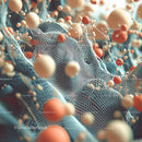 Abstract 3D Rendering with Orange Spheres and Mesh Texture