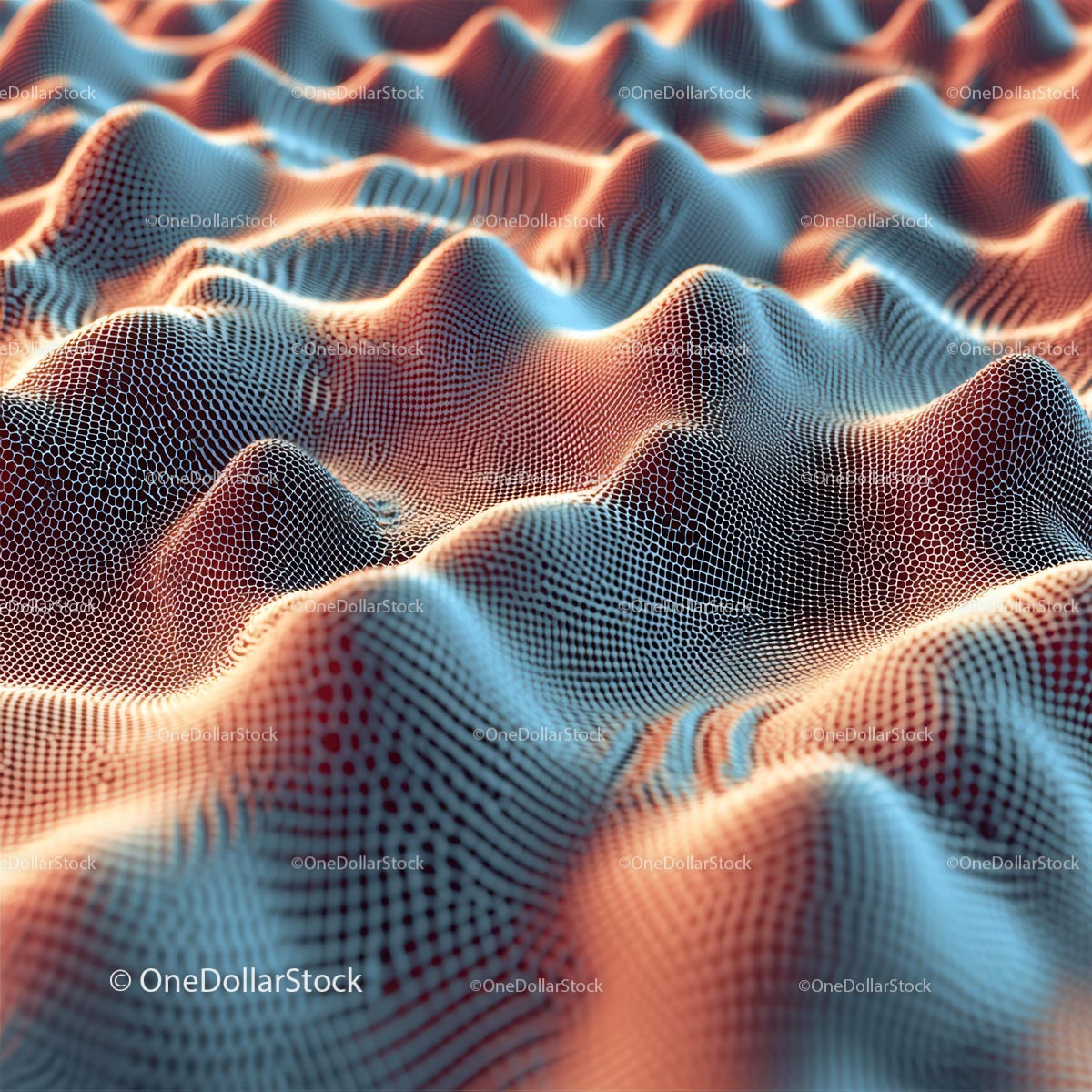 Abstract 3D Grid Waves in Futuristic Design