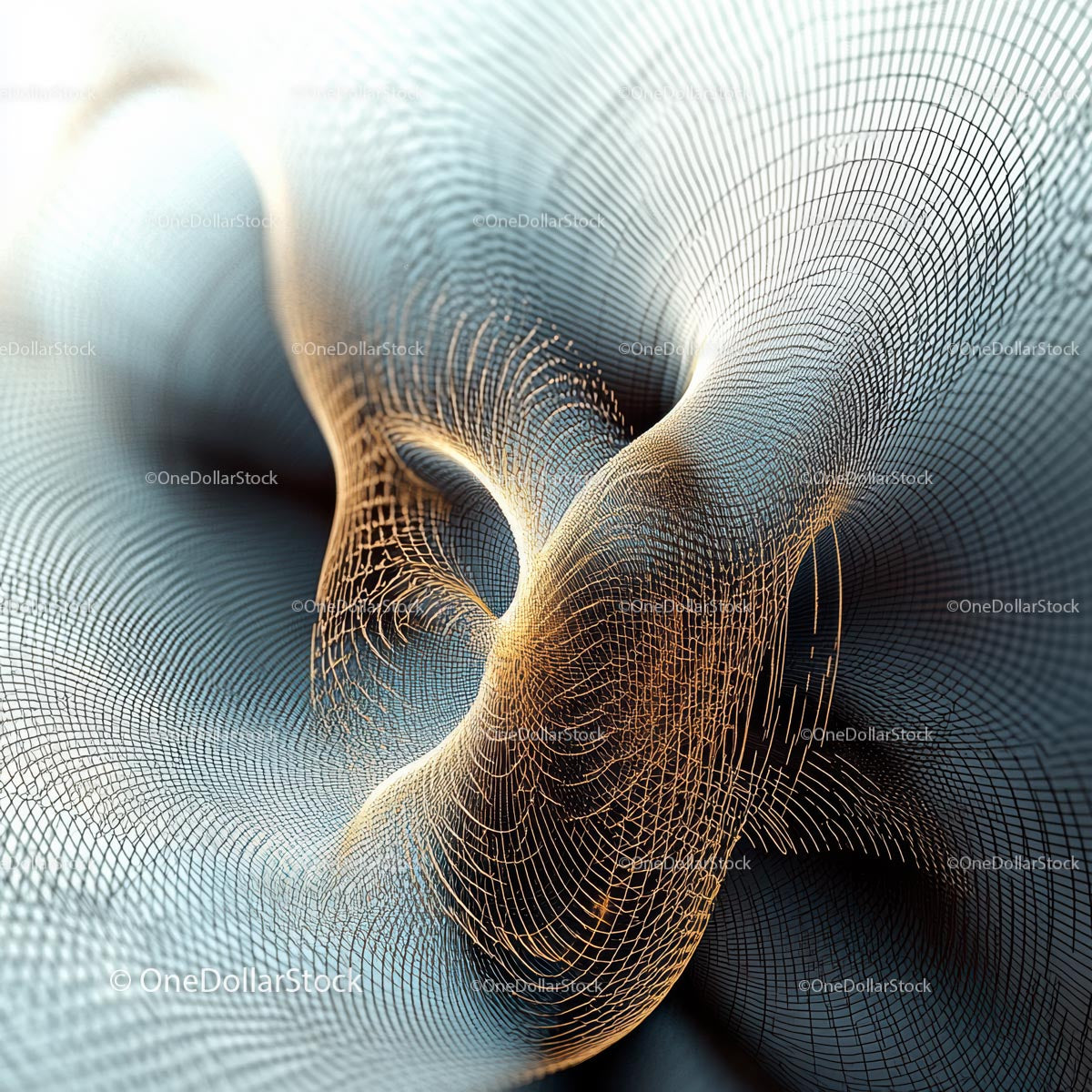 Abstract Geometric Wave with Blue and Gold Accents