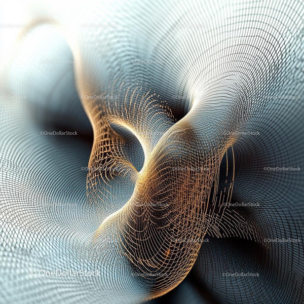 Abstract Geometric Wave with Blue and Gold Accents