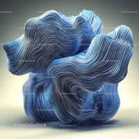 Abstract Blue Sculpture with Flowing Wave Patterns