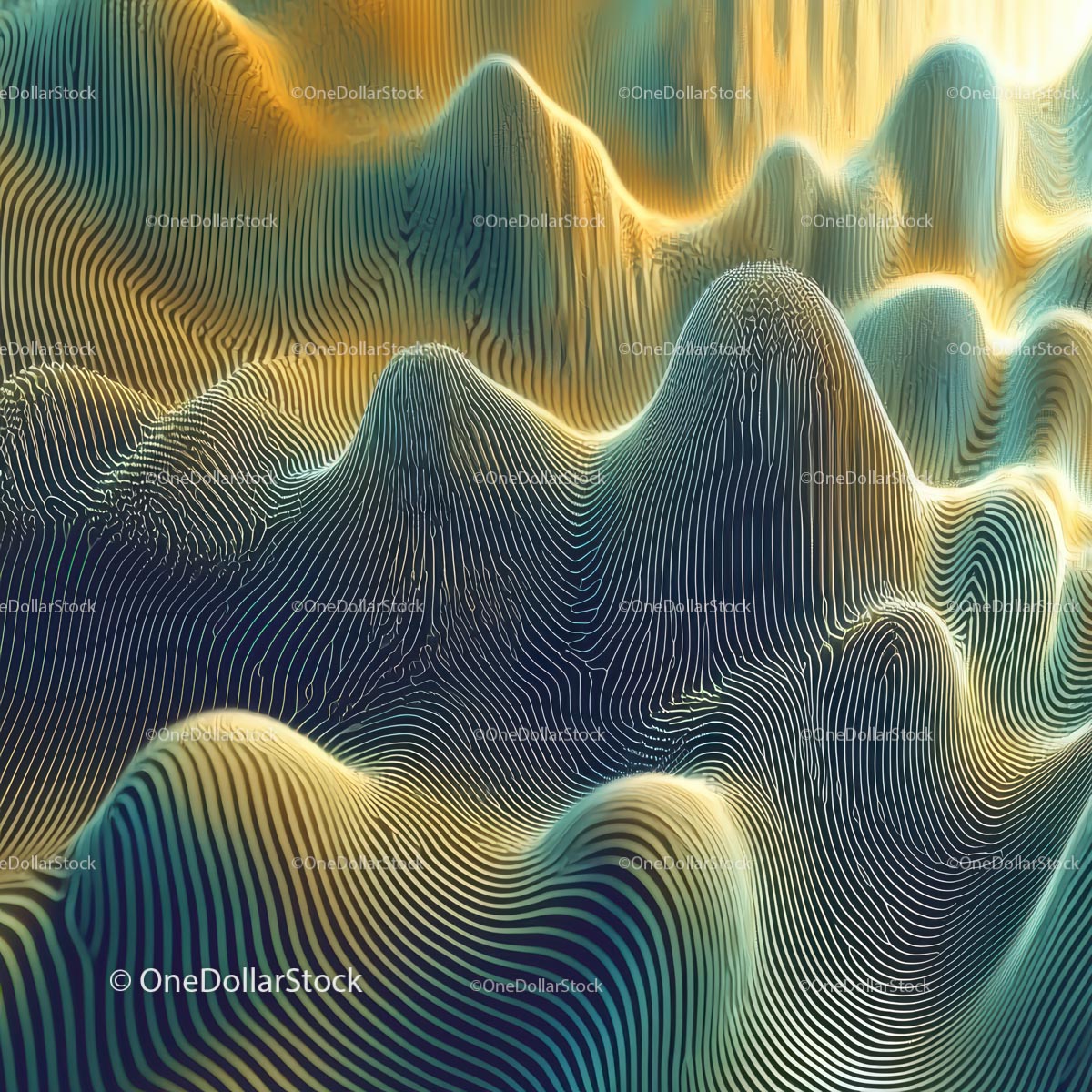 Abstract Wavy Terrain with Surreal Gradient Patterns