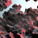 Abstract Digital Landscape with Red and Black Waves