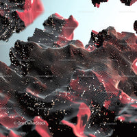 Abstract Digital Landscape with Red and Black Waves