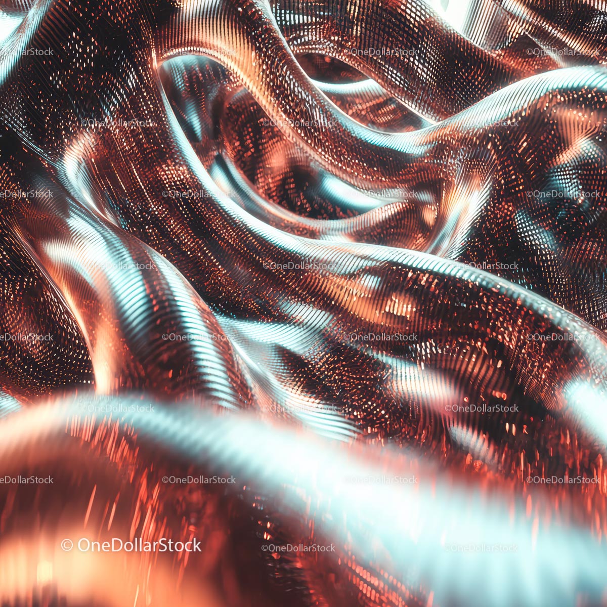 Futuristic Abstract Metallic Waves with Vibrant Colors