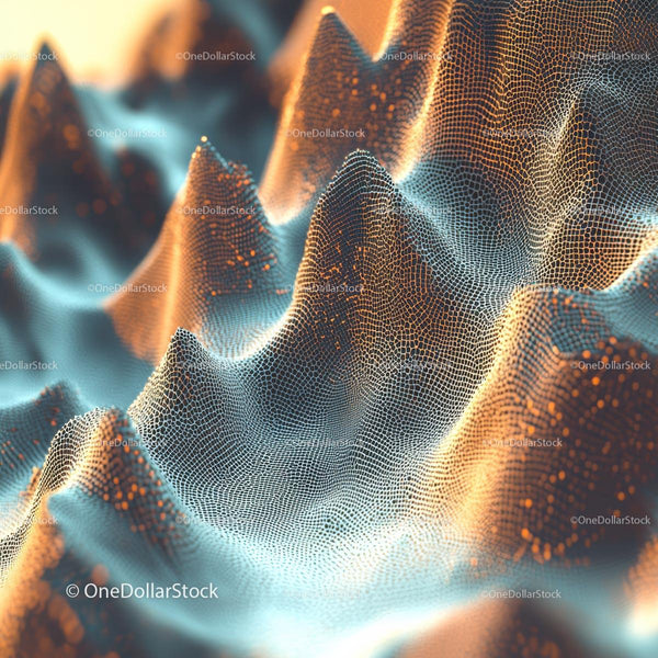 Futuristic 3D Mesh Landscape with Digital Waves