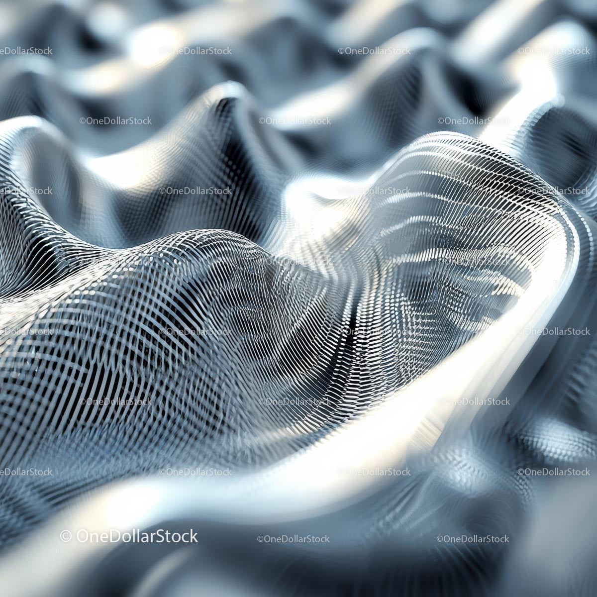 Abstract Wavy Digital Mesh in Blue Tones