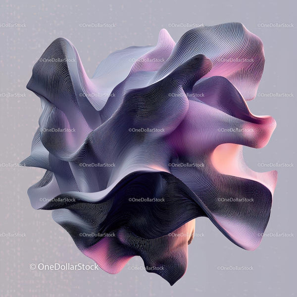 Elegant Abstract Sculpture with Fluid Pink and Purple Waves