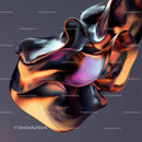 Vibrant Abstract Sculpture with Fluid Metallic Waves