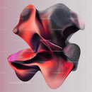 Abstract Red and Black Digital Sculpture with Wave Patterns
