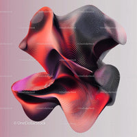 Abstract Red and Black Digital Sculpture with Wave Patterns
