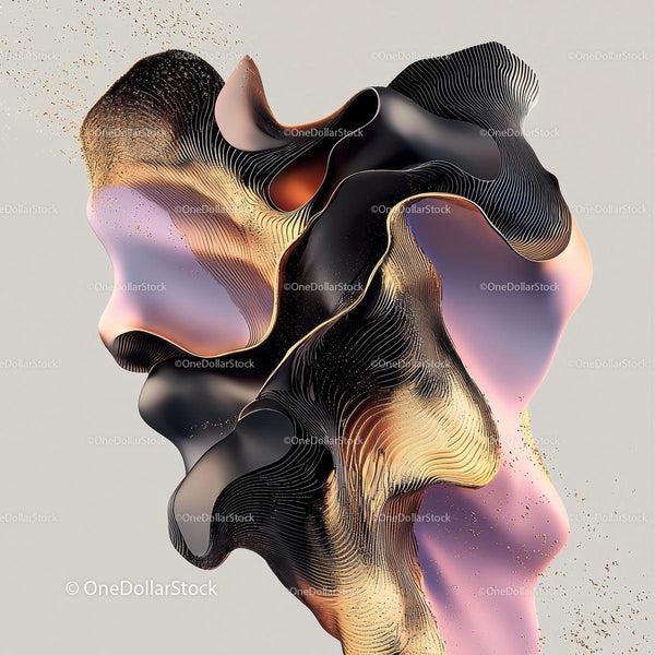 Abstract Metallic Swirl with Pastel Accents