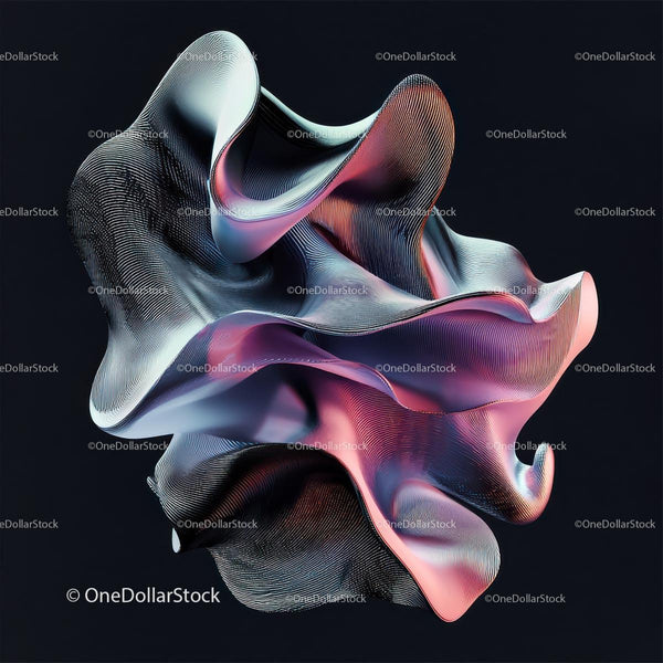 Abstract Fluid Shape in 3D with Wavy Patterns
