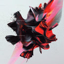 Dynamic Abstract Art with Red and Black Flowing Patterns