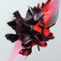 Dynamic Abstract Art with Red and Black Flowing Patterns