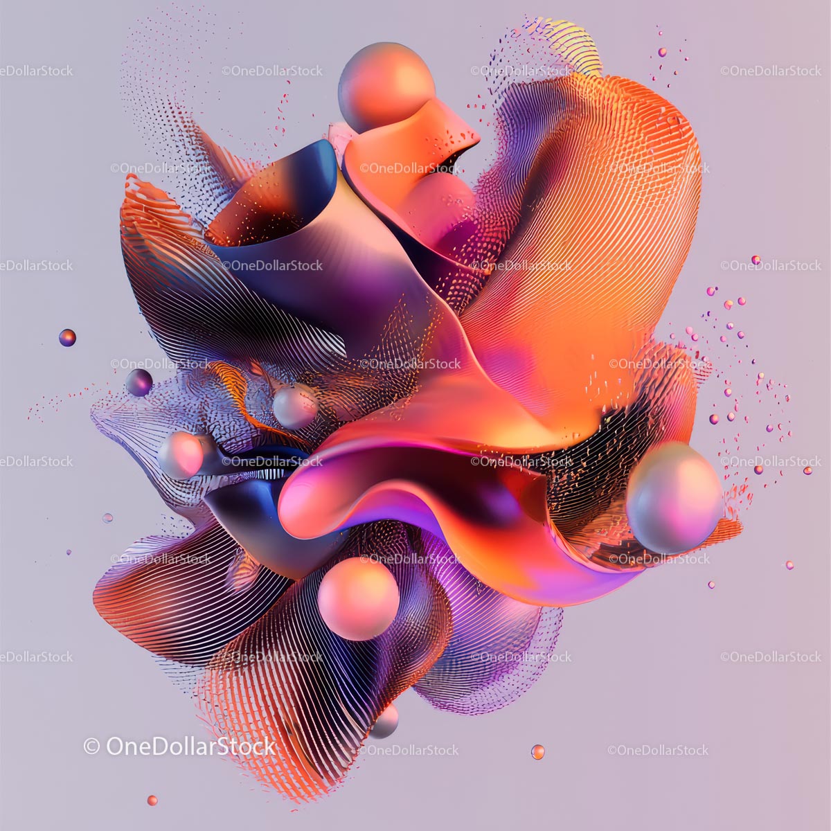 Dynamic 3D Abstract Composition with Vibrant Colors