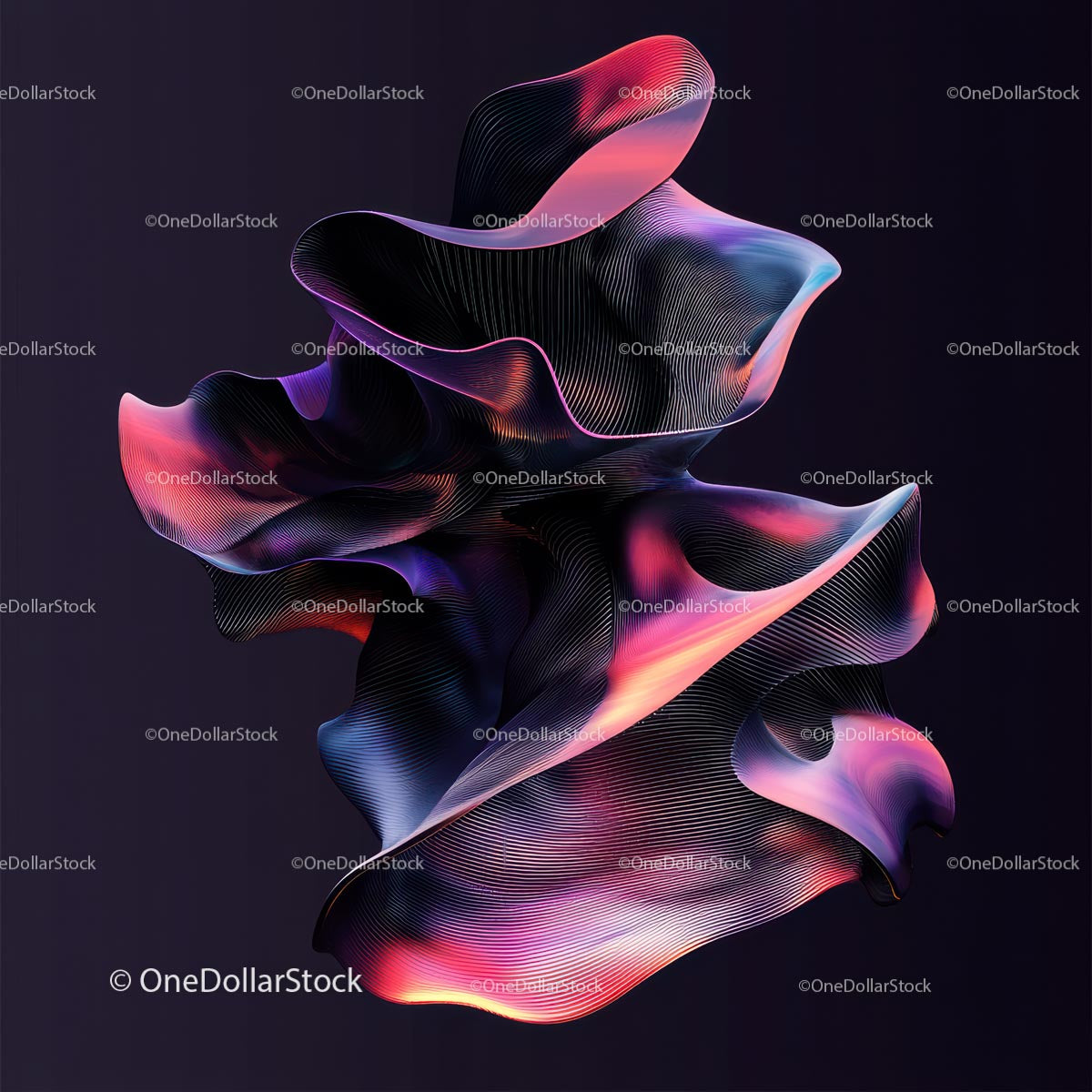 Vibrant Abstract Digital Sculpture in Dynamic Flow