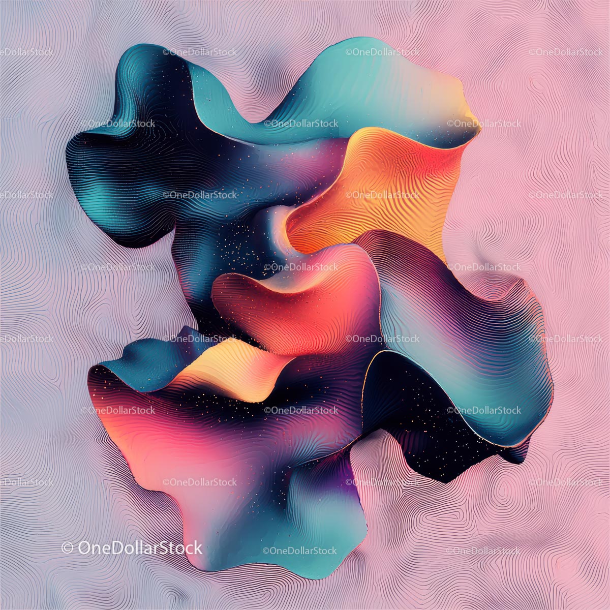 Vibrant Abstract Waves on Pink Background