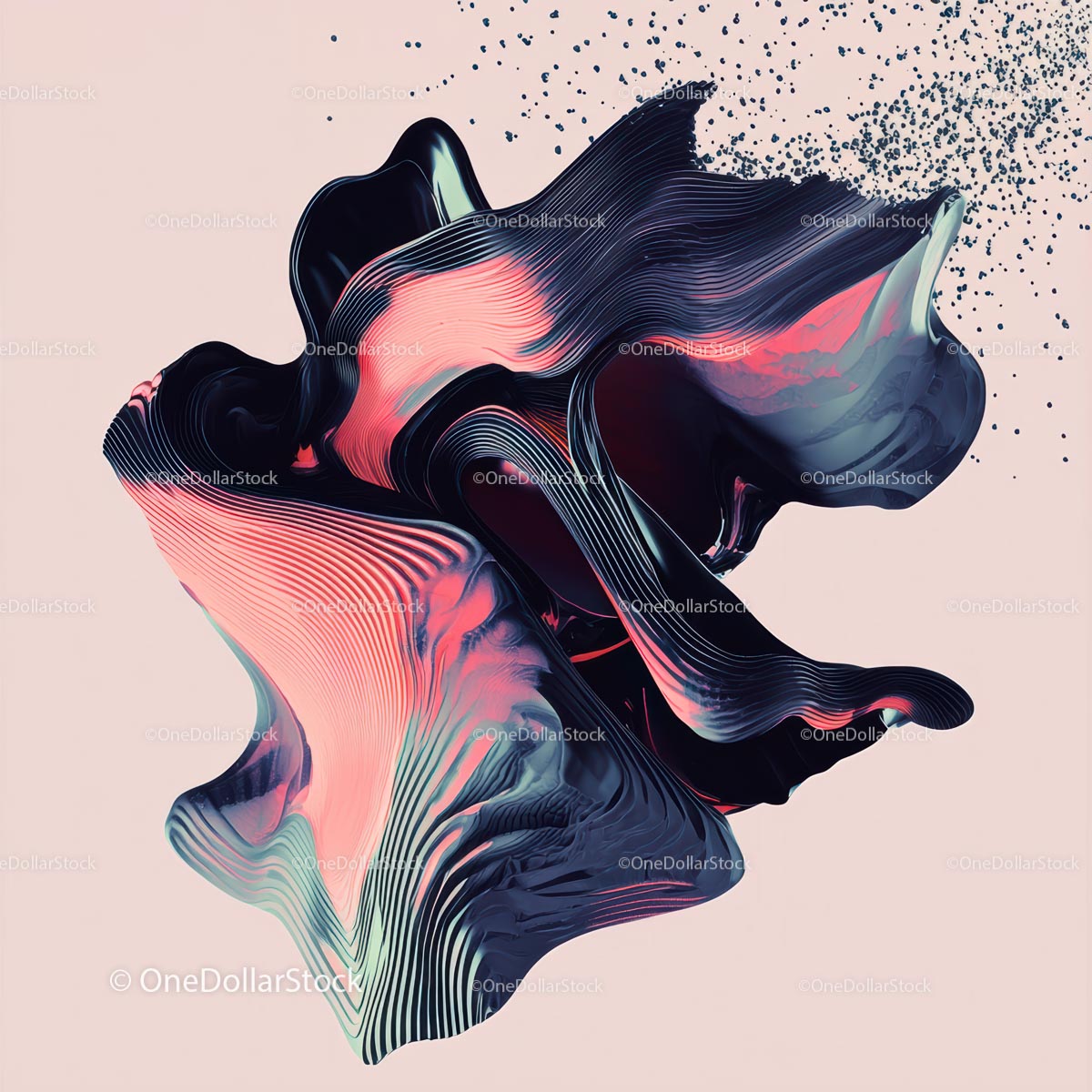 Abstract Flowing Lines with Pink and Blue Hues