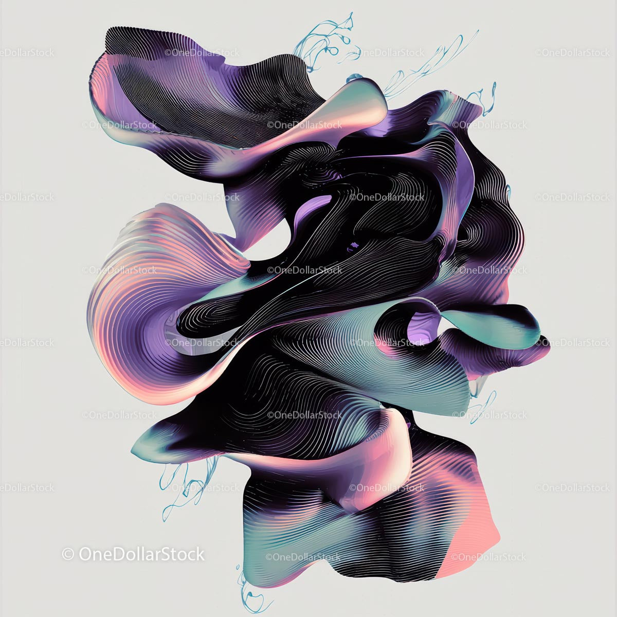 Vibrant Abstract Art with Flowing Purple and Pink Lines