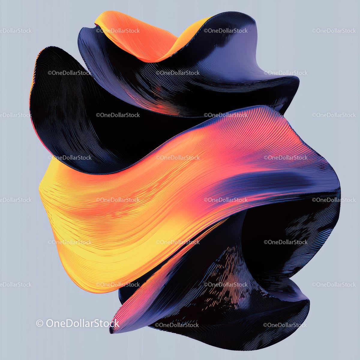 Vibrant Abstract Fluid Shapes in Orange and Blue