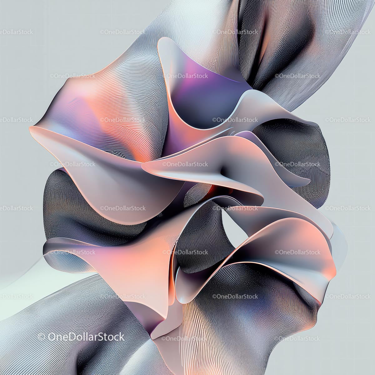 Futuristic Abstract 3D Shape in Soft Pastel Gradient