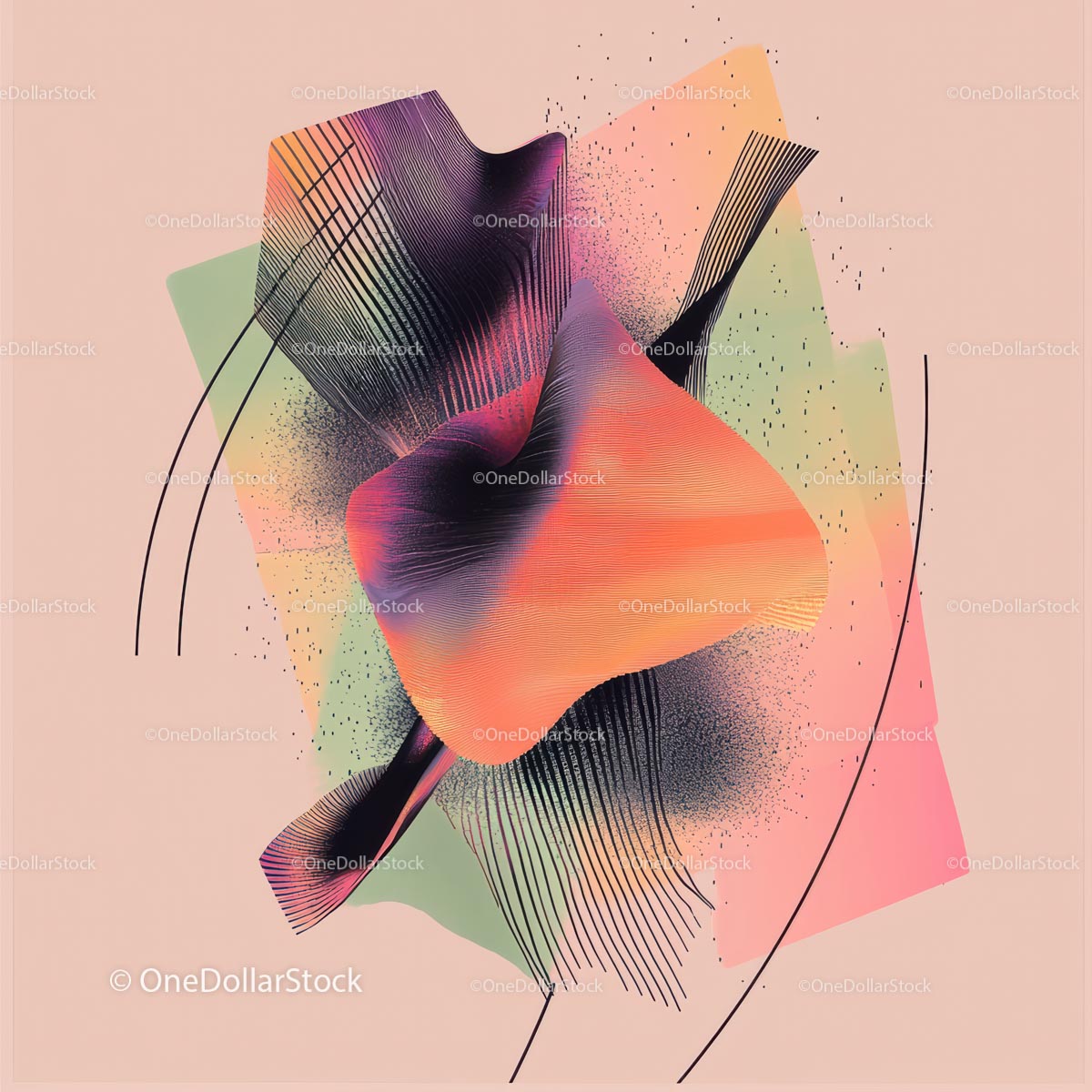 Vibrant Abstract Design with Dynamic Shapes and Textures
