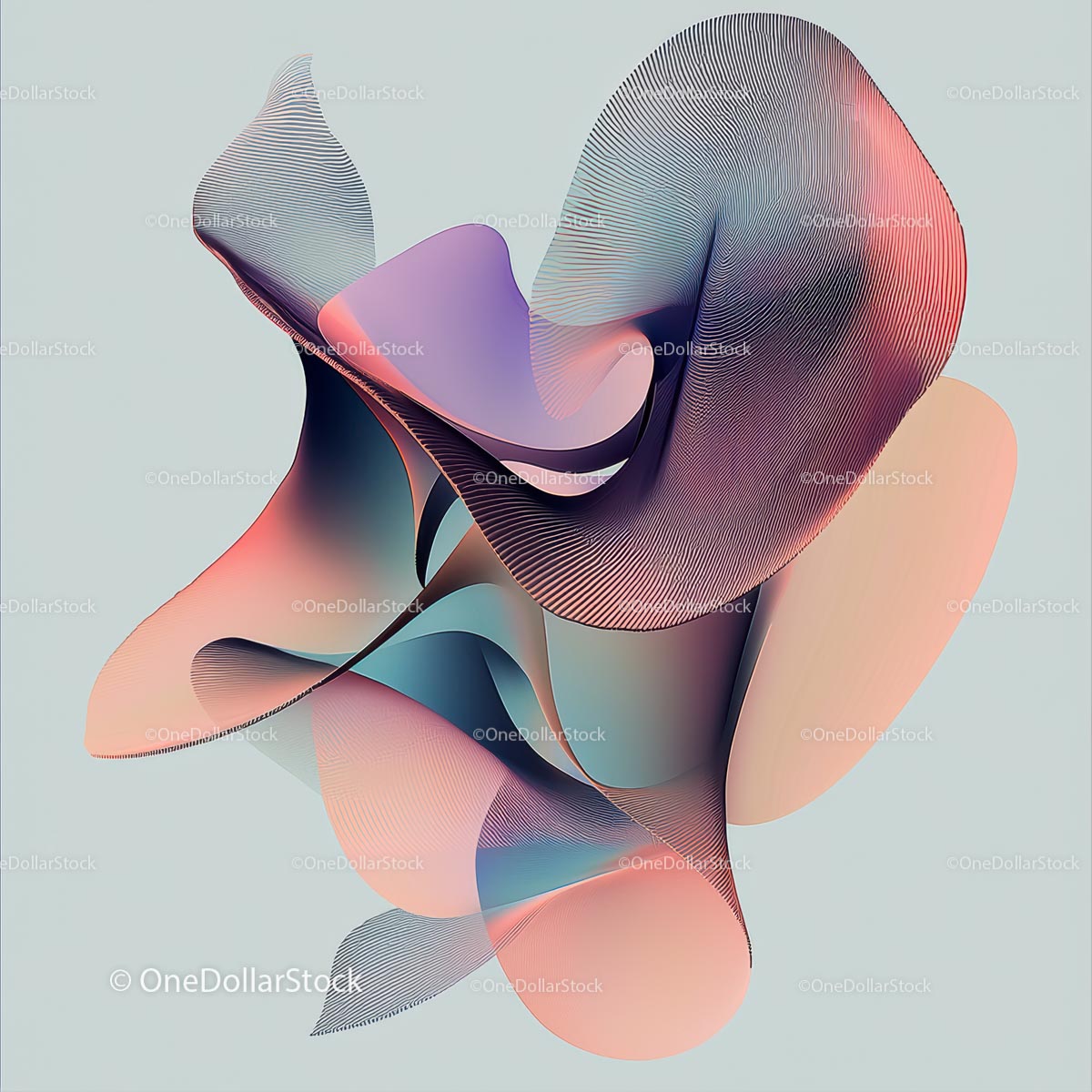 Abstract Fluid Shapes in Pastel Digital Illustration