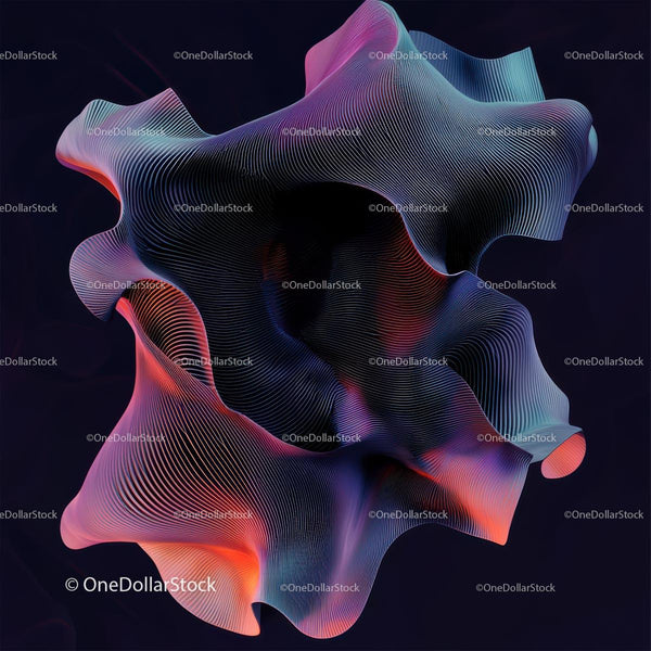 Abstract Digital Art with Flowing Wavy Lines